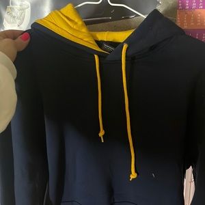 HODDIE NAVY BLUE WITH YELLOW HOODIE SIZE XS